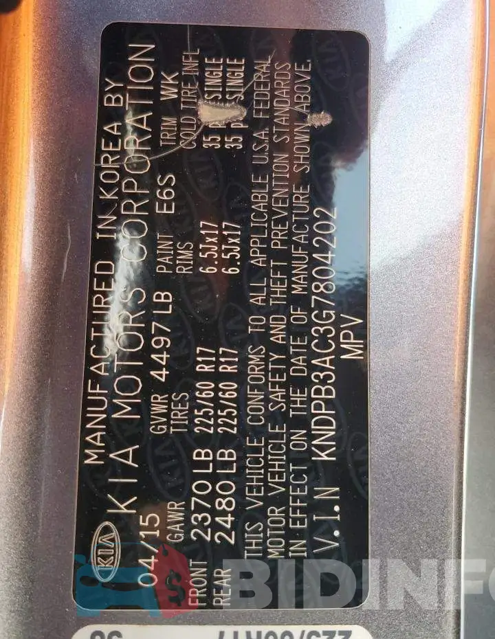 KNDPB3AC3G7804202 Photo# 13