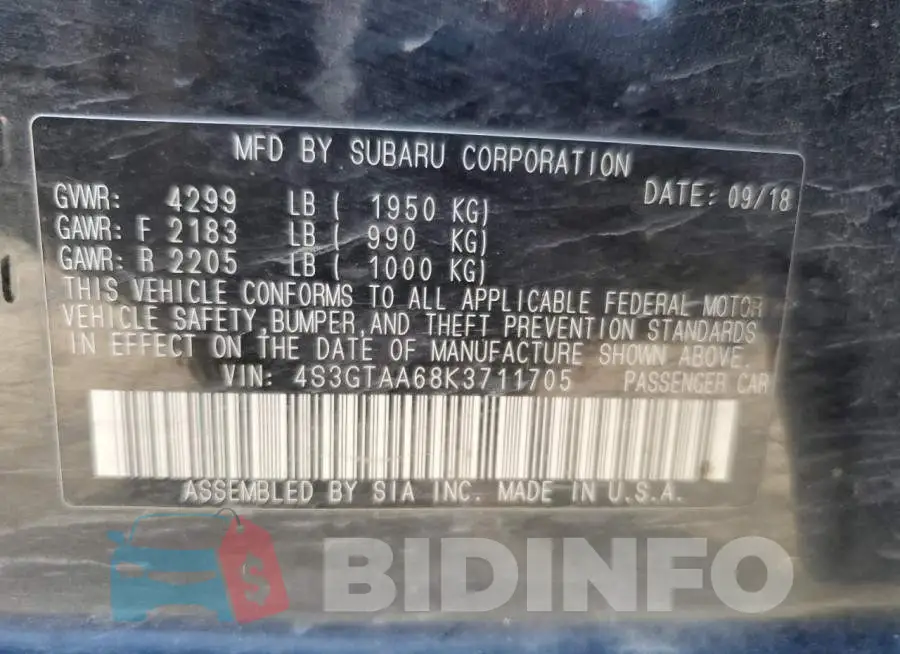 4S3GTAA68K3711705 Photo# 13