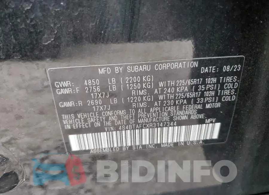 4S4BTAFCXR3147344 Photo# 13