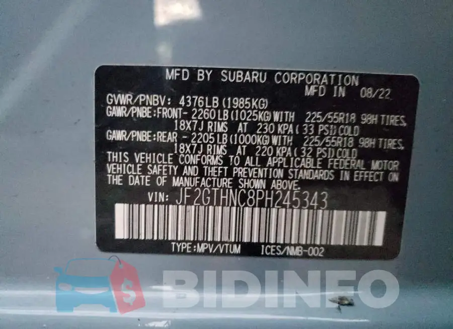 JF2GTHNC8PH245343 Photo# 13