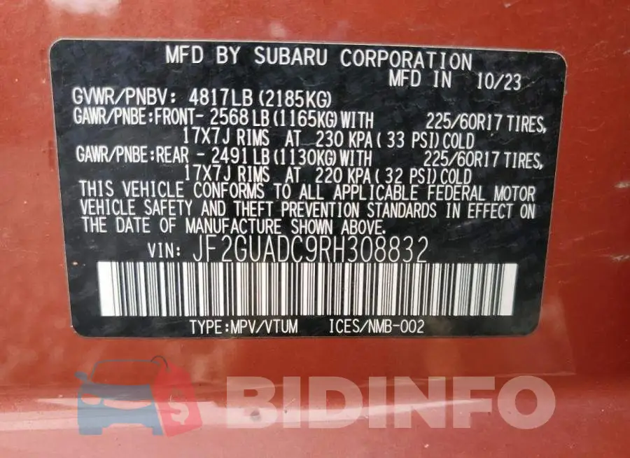 JF2GUADC9RH308832 Photo# 12