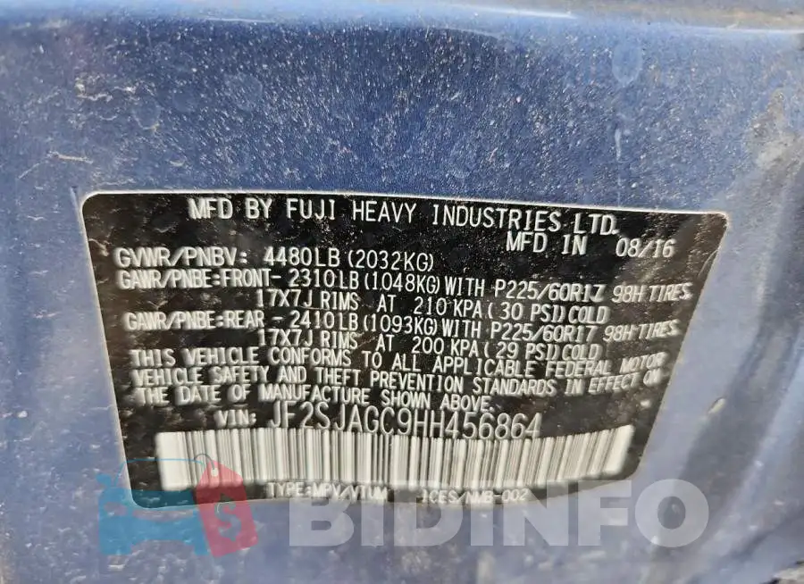 JF2SJAGC9HH456864 Photo# 13