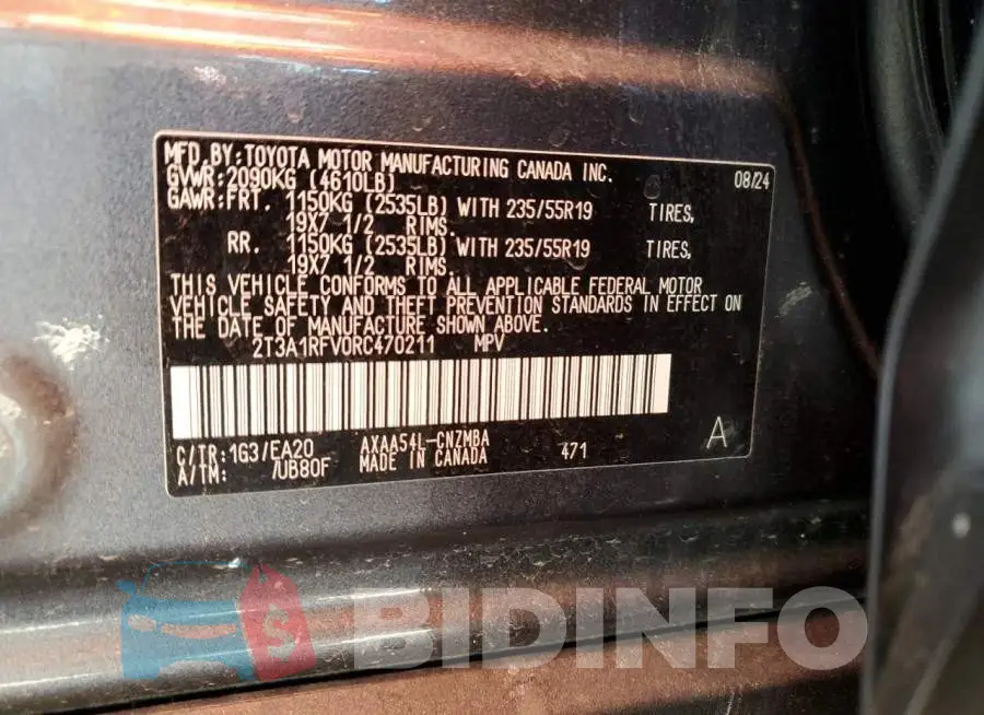 2T3A1RFV0RC470211 Photo# 12