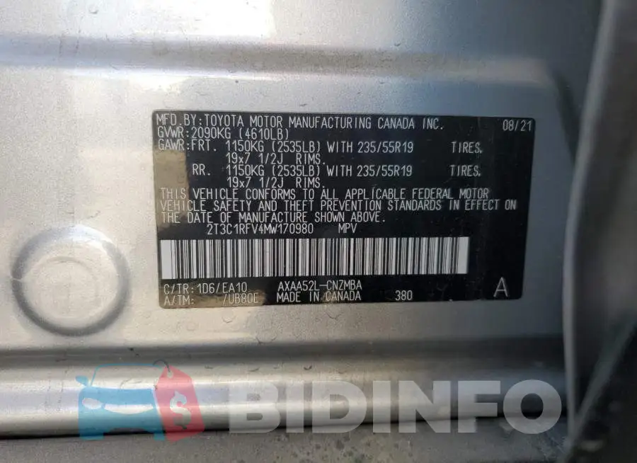2T3C1RFV4MW170980 Photo# 13