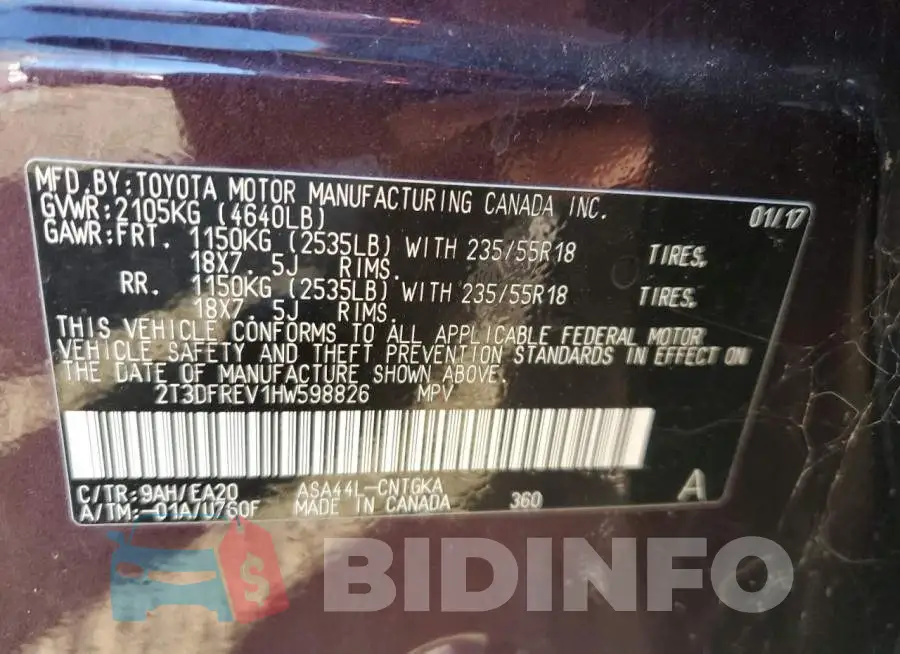 2T3DFREV1HW598826 Photo# 13
