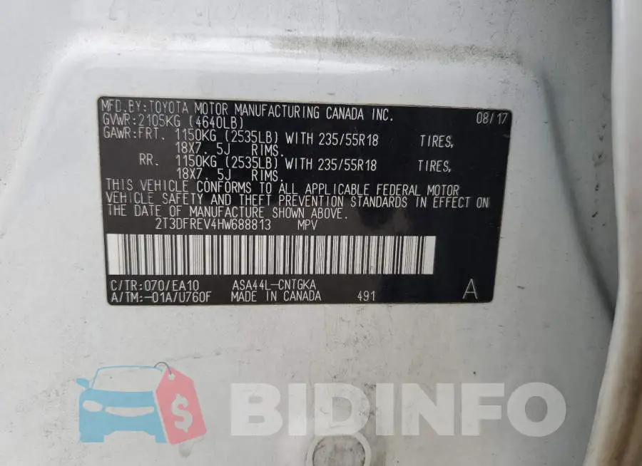 2T3DFREV4HW688813 Photo# 12