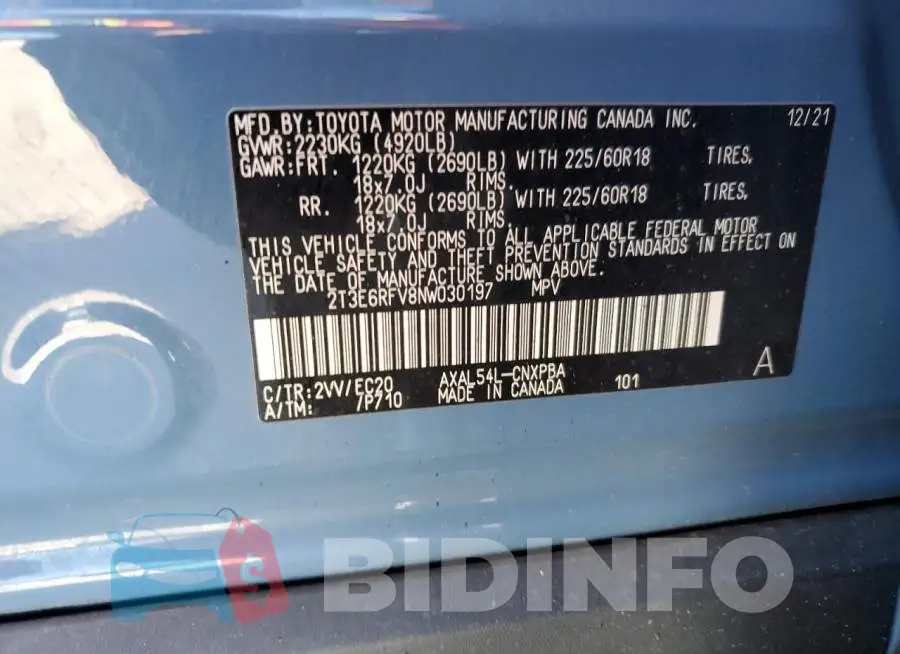 2T3E6RFV8NW030197 Photo# 13