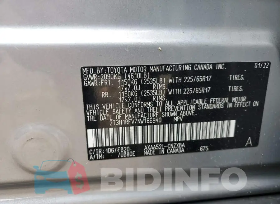2T3H1RFV7NW186940 Photo# 12