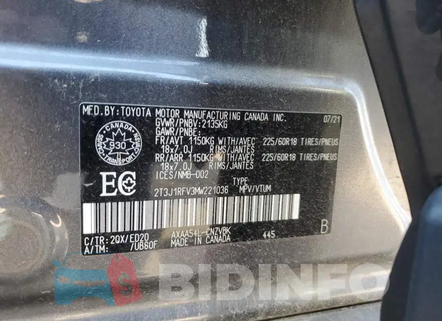 2T3J1RFV3MW221036 Photo# 13