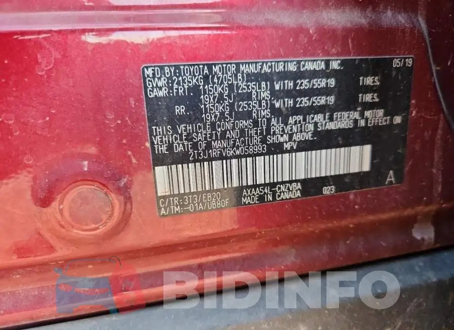 2T3J1RFV6KW058993 Photo# 13
