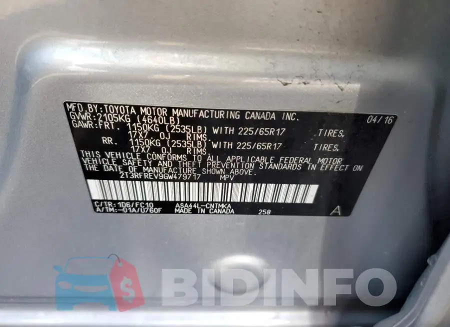 2T3RFREV9GW479717 Photo# 13