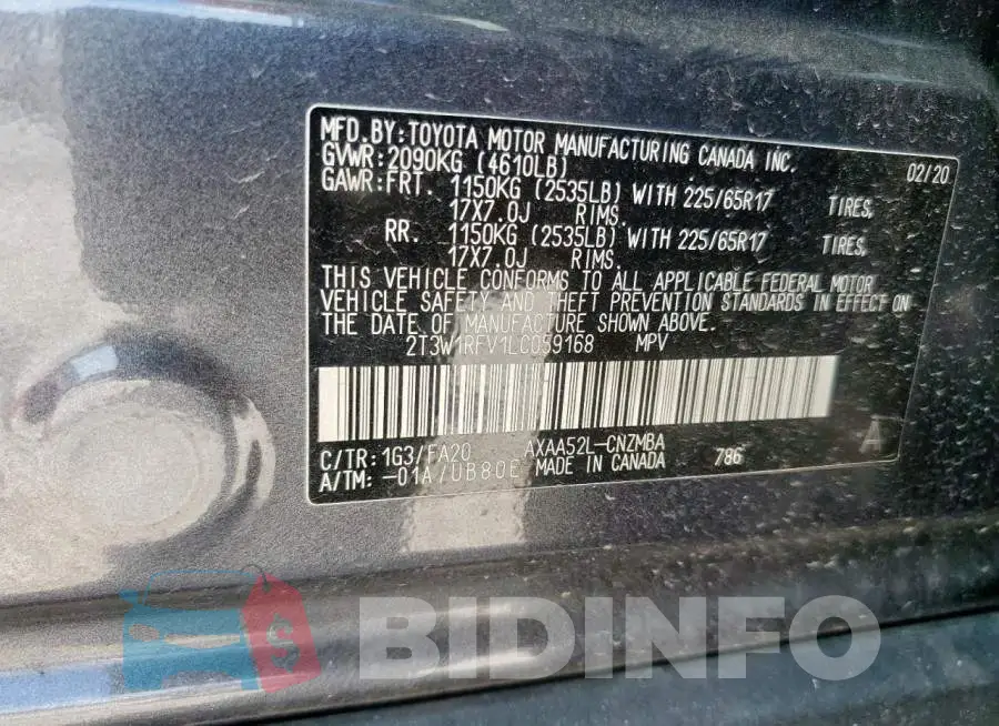2T3W1RFV1LC059168 Photo# 14
