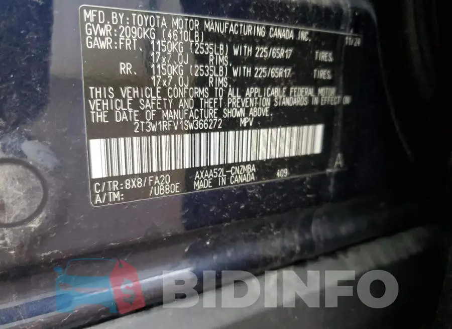2T3W1RFV1SW366272 Photo# 14