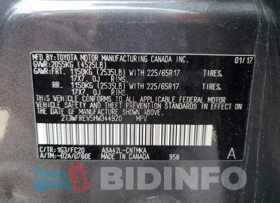 2T3WFREV5HW344920 Photo# 14