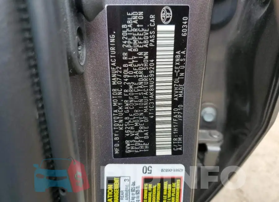 4T1C31AK8NU599204 Photo# 12