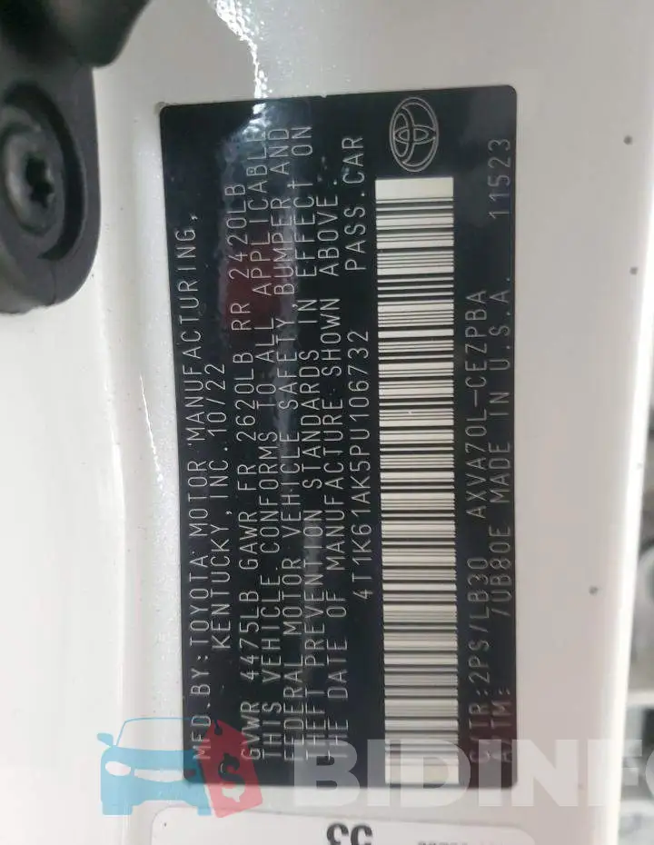 4T1K61AK5PU106732 Photo# 12