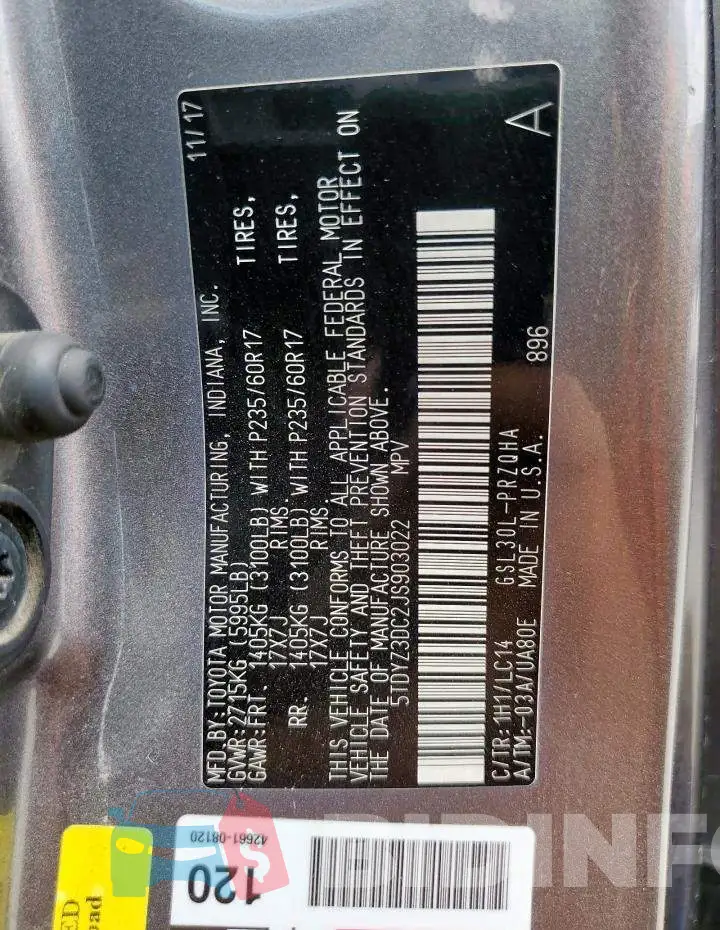 5TDYZ3DC2JS903022 Photo# 14