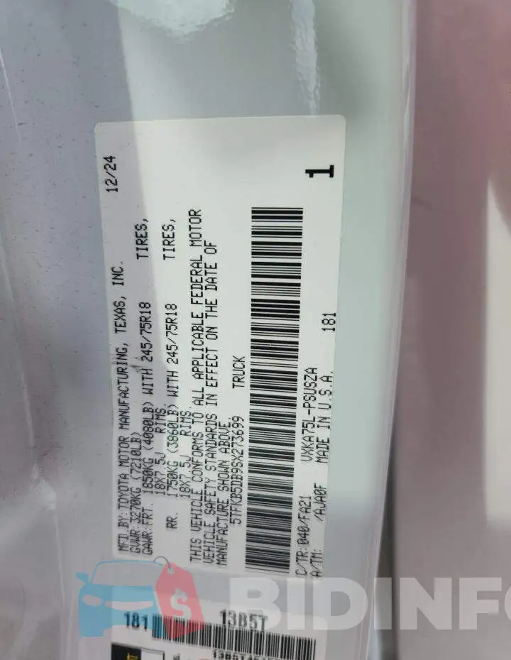 5TFKB5DB9SX273699 Photo# 12