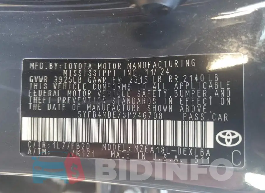 5YFB4MDE7SP246708 Photo# 12