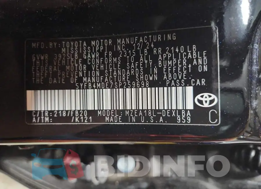 5YFB4MDE7SP259698 Photo# 13