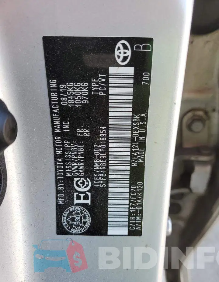 5YFB4RBE9LP018954 Photo# 13