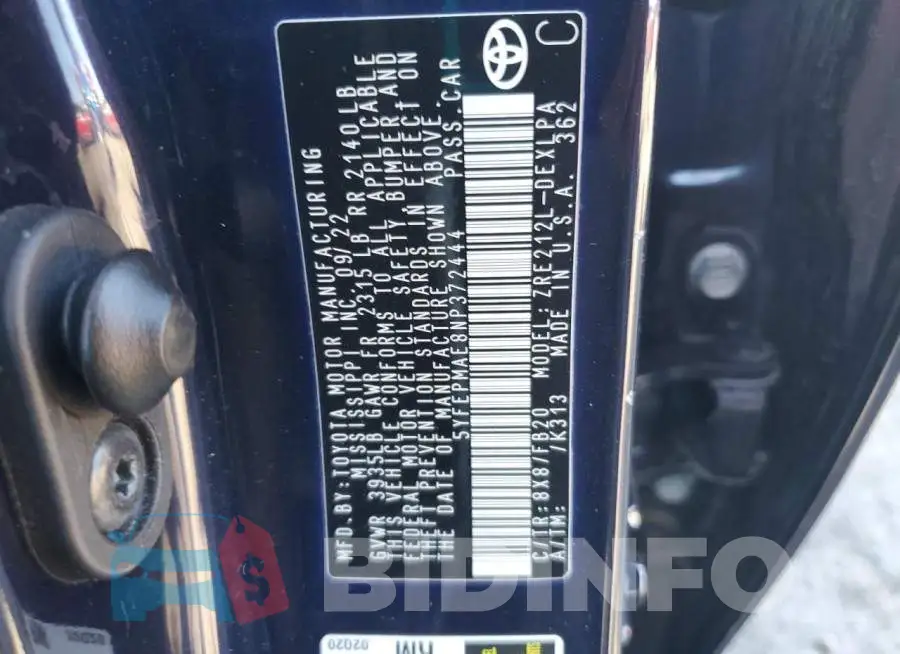 5YFEPMAE8NP372444 Photo# 12