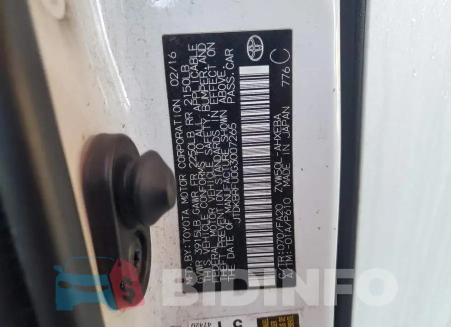 JTDKBRFU0G3007265 Photo# 12
