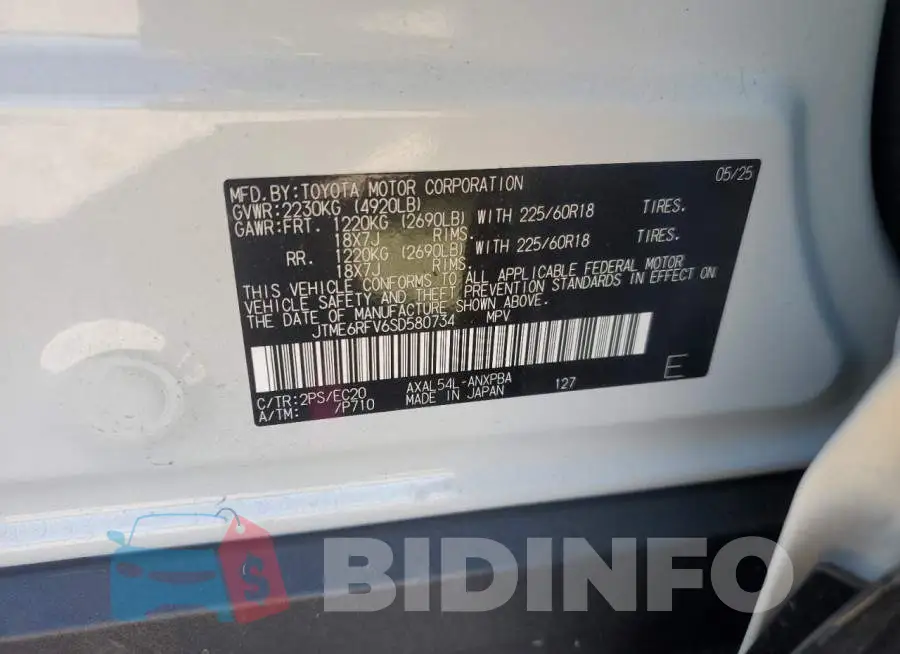 JTME6RFV6SD580734 Photo# 13