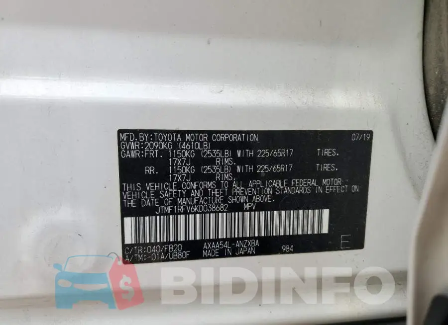 JTMF1RFV6KD038682 Photo# 14