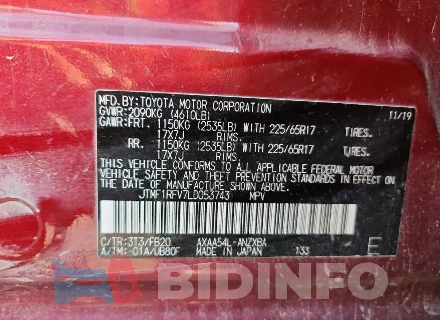 JTMF1RFV7LD053743 Photo# 14