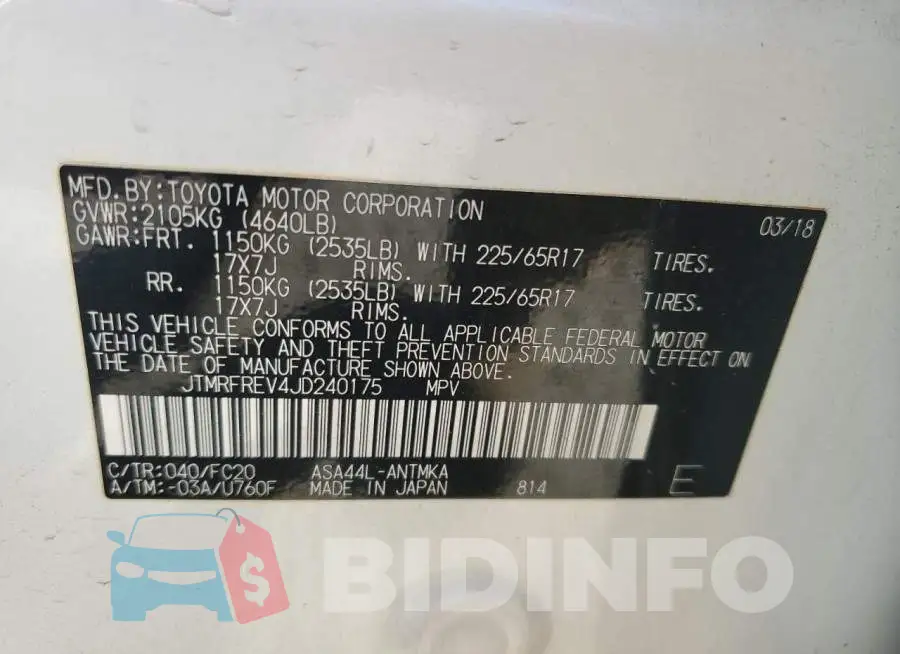 JTMRFREV4JD240175 Photo# 13