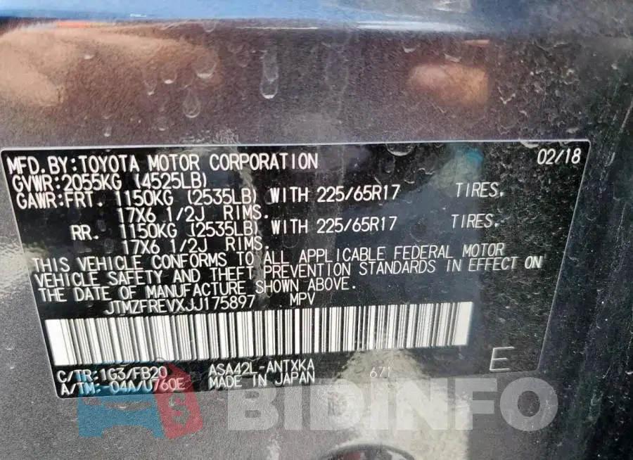 JTMZFREVXJJ175897 Photo# 14
