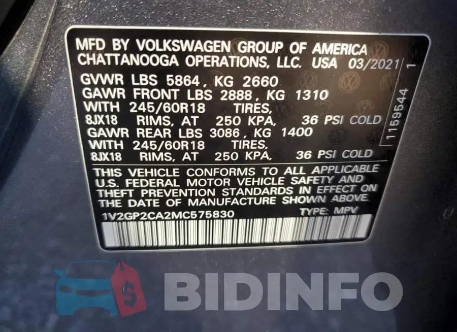 1V2GP2CA2MC575830 Photo# 13