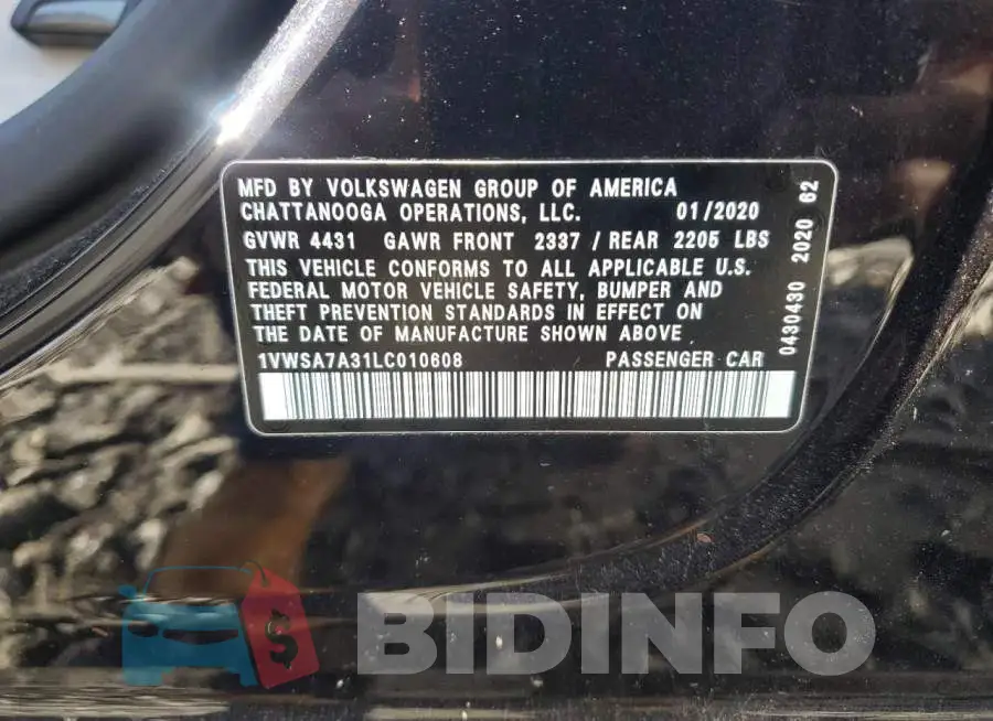 1VWSA7A31LC010608 Photo# 12