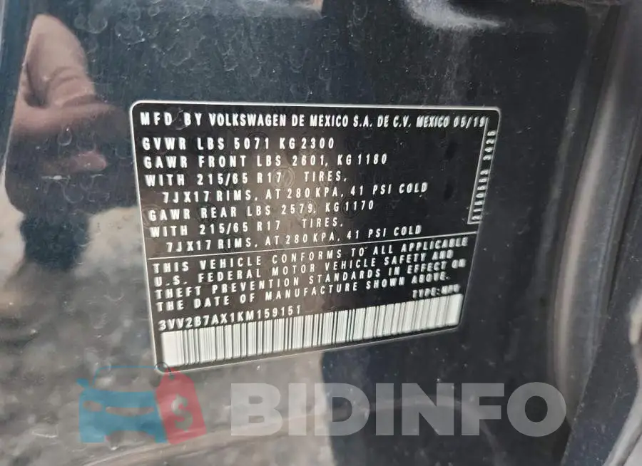 3VV2B7AX1KM159151 Photo# 13