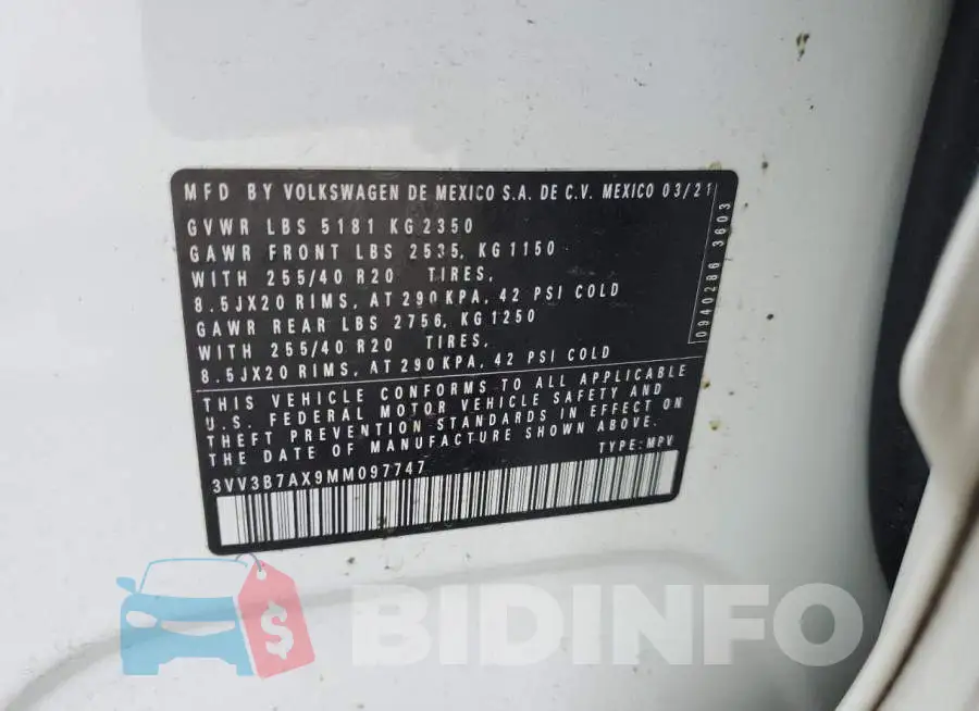 3VV3B7AX9MM097747 Photo# 13