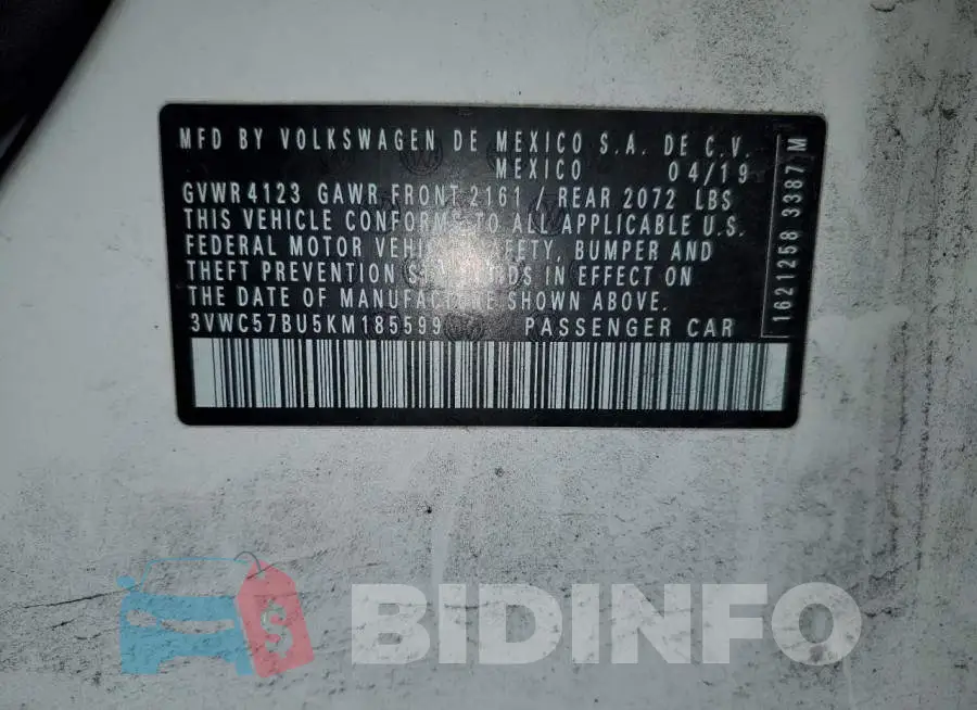 3VWC57BU5KM185599 Photo# 12