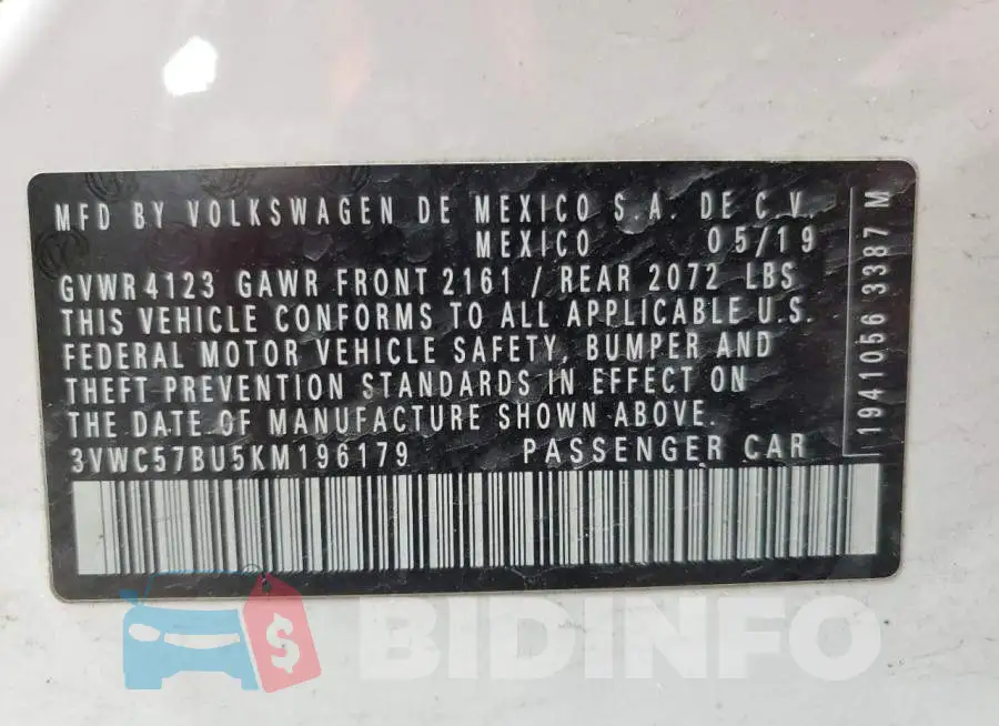 3VWC57BU5KM196179 Photo# 12