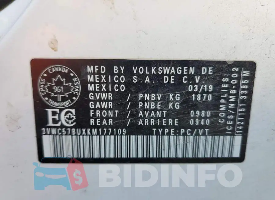 3VWC57BUXKM177109 Photo# 12