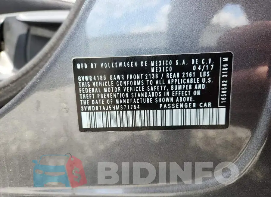 3VWDB7AJ5HM371754 Photo# 12