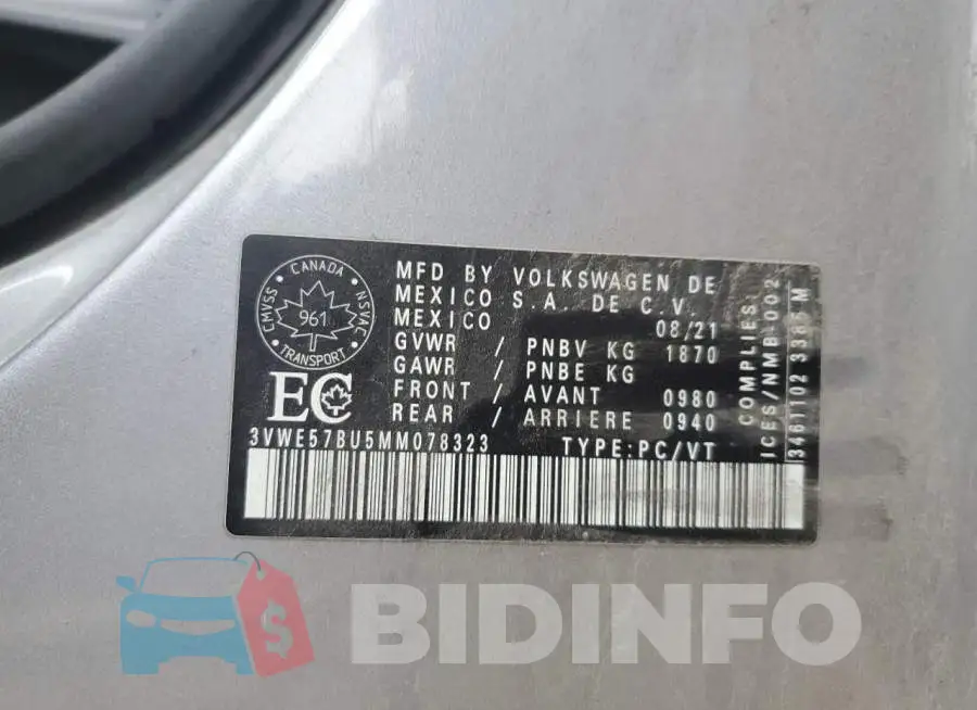 3VWE57BU5MM078323 Photo# 12