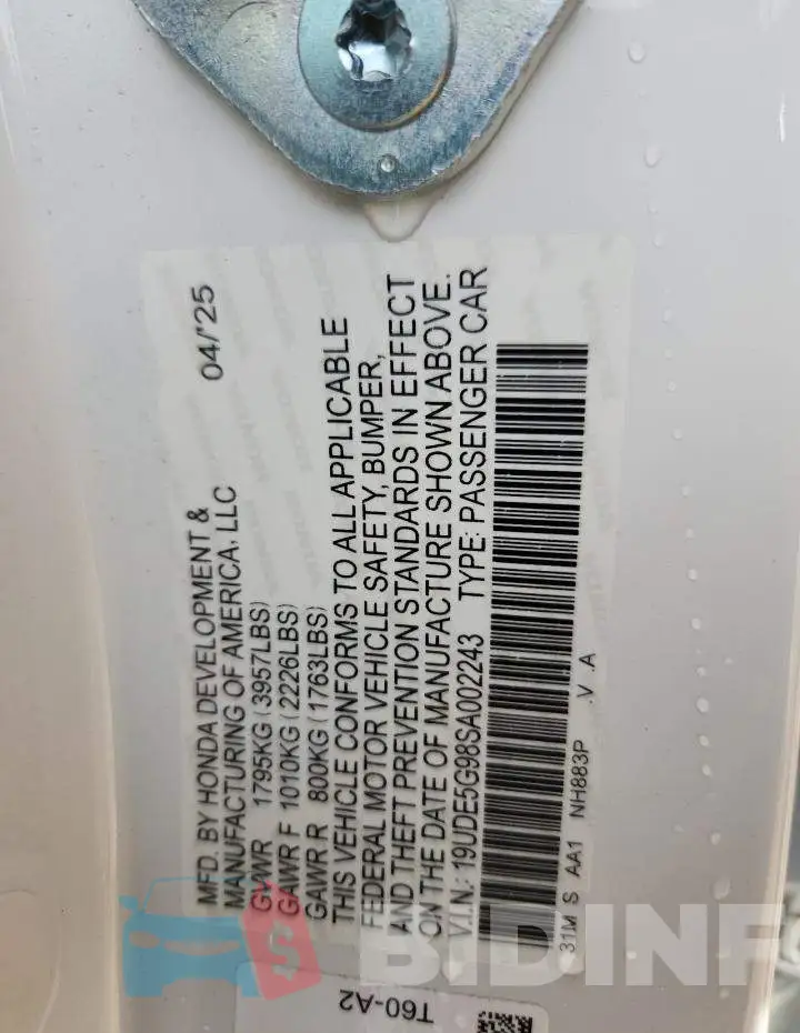 19UDE5G98SA002243 Photo# 13