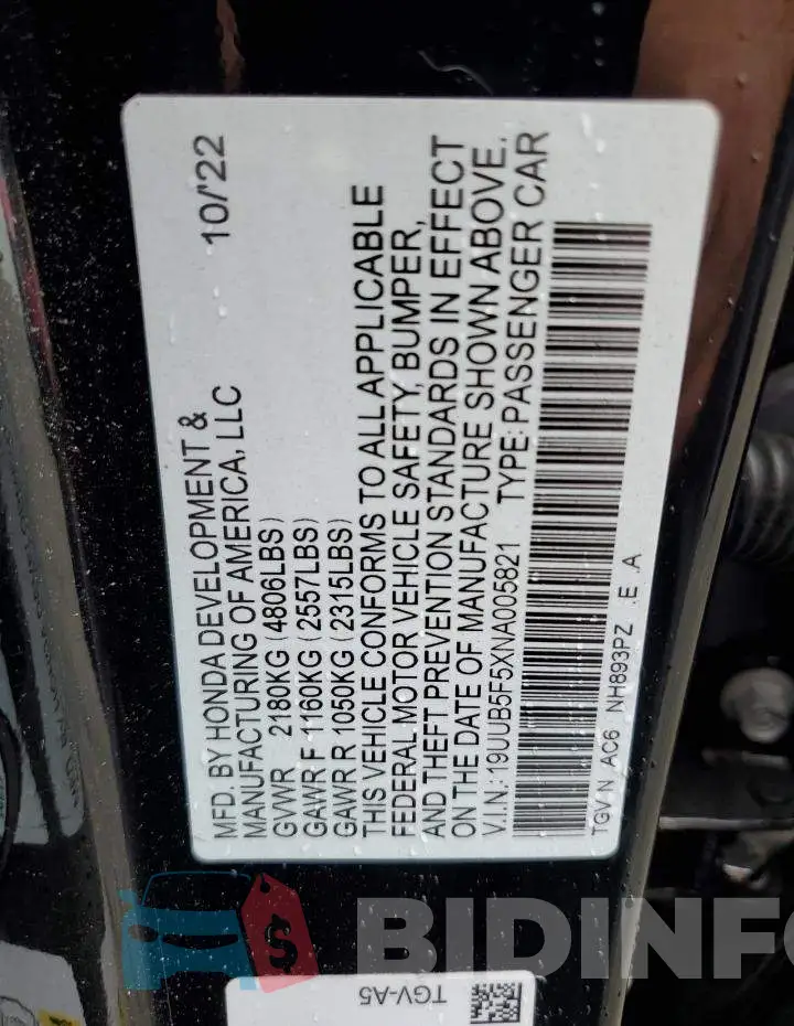 19UUB5F5XNA005821 Photo# 12