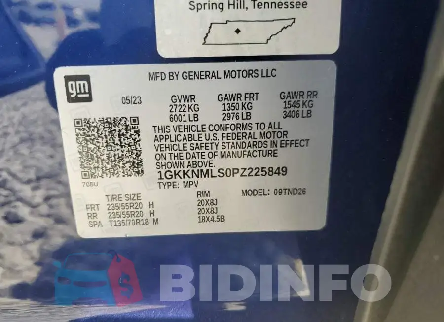 1GKKNMLS0PZ225849 Photo# 14