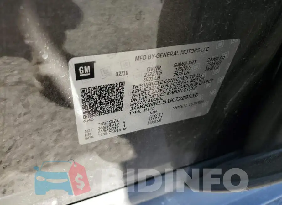 1GKKNRLS1KZ229916 Photo# 13