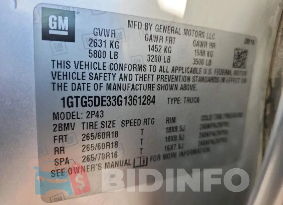 1GTG5DE33G1361284 Photo# 13