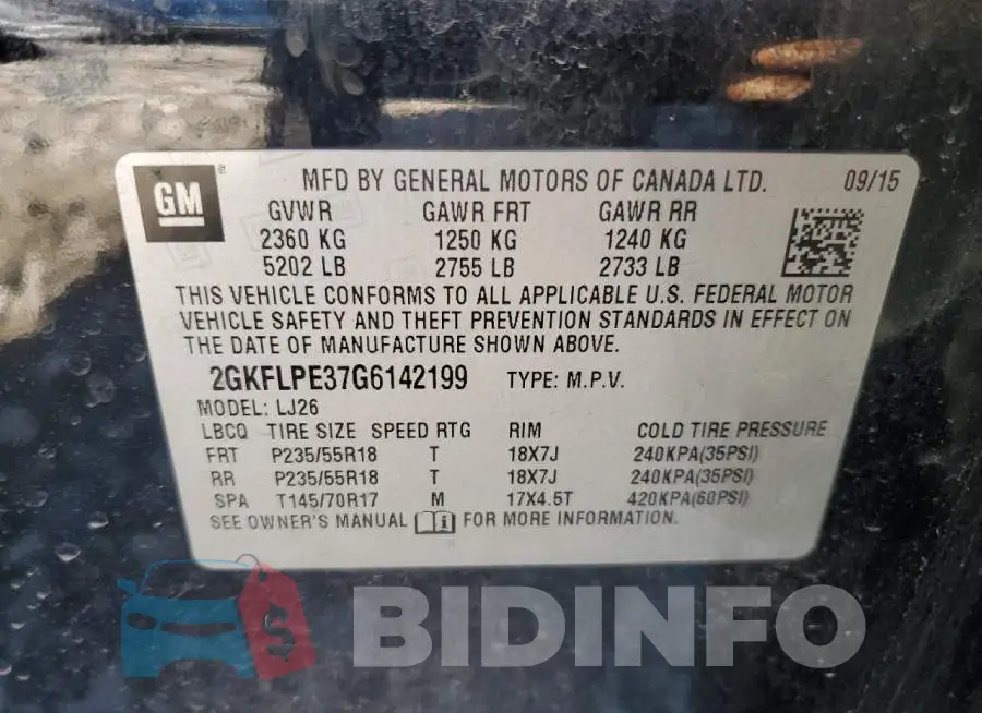 2GKFLPE37G6142199 Photo# 12