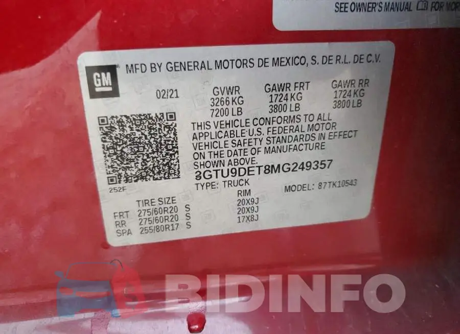 3GTU9DET8MG249357 Photo# 12