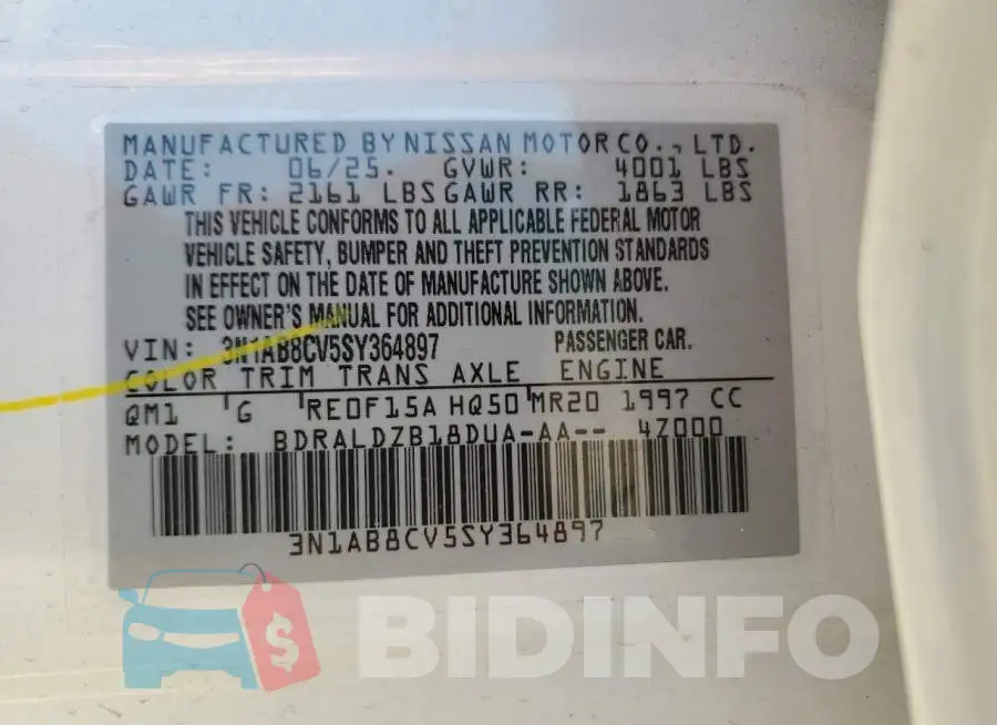 3N1AB8CV5SY364897 Photo# 12