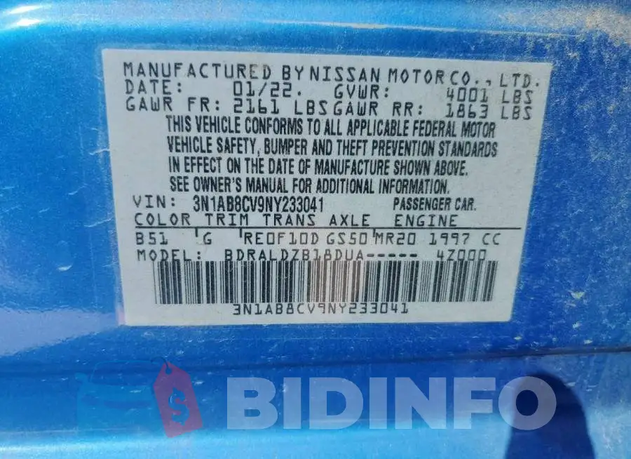 3N1AB8CV9NY233041 Photo# 13